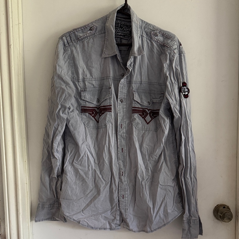 Men’s Affliction Black Premium Graphic Shirt-Size Large